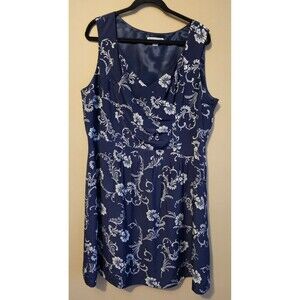 Pendleton Dress Womens silk size 18 Sleeveless Lined blue/white dress